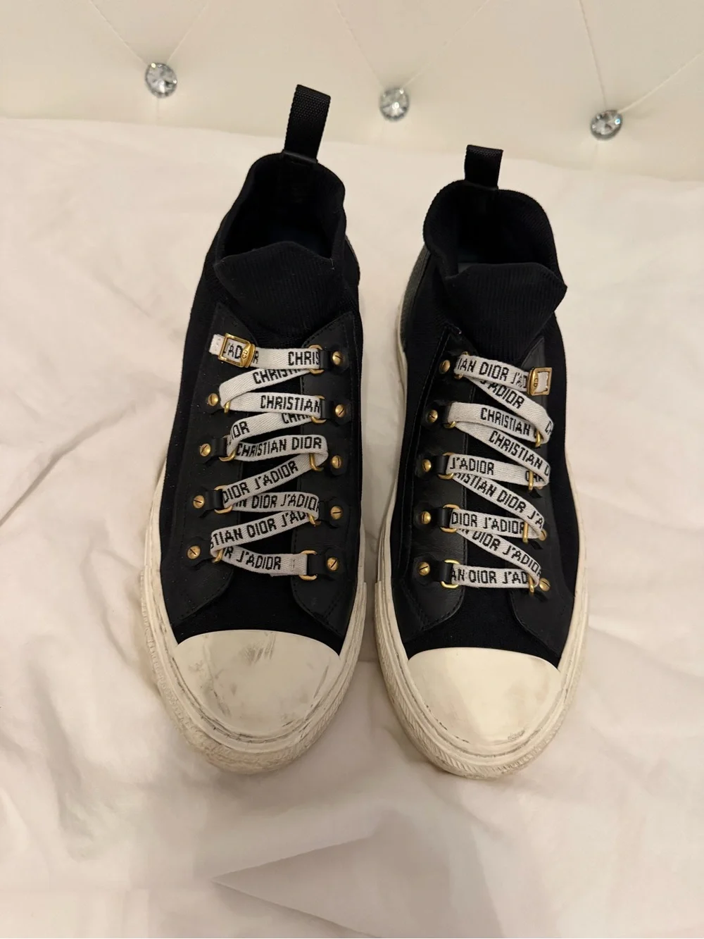 Dior Black High-Top Sock Sneakers with Branded Ribbon Laces